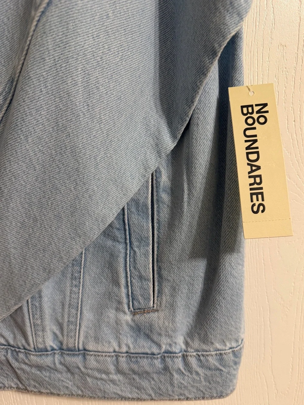 NO BOUNDARIES Super Light Wash Oversized Cotton Denim Jacket NWT